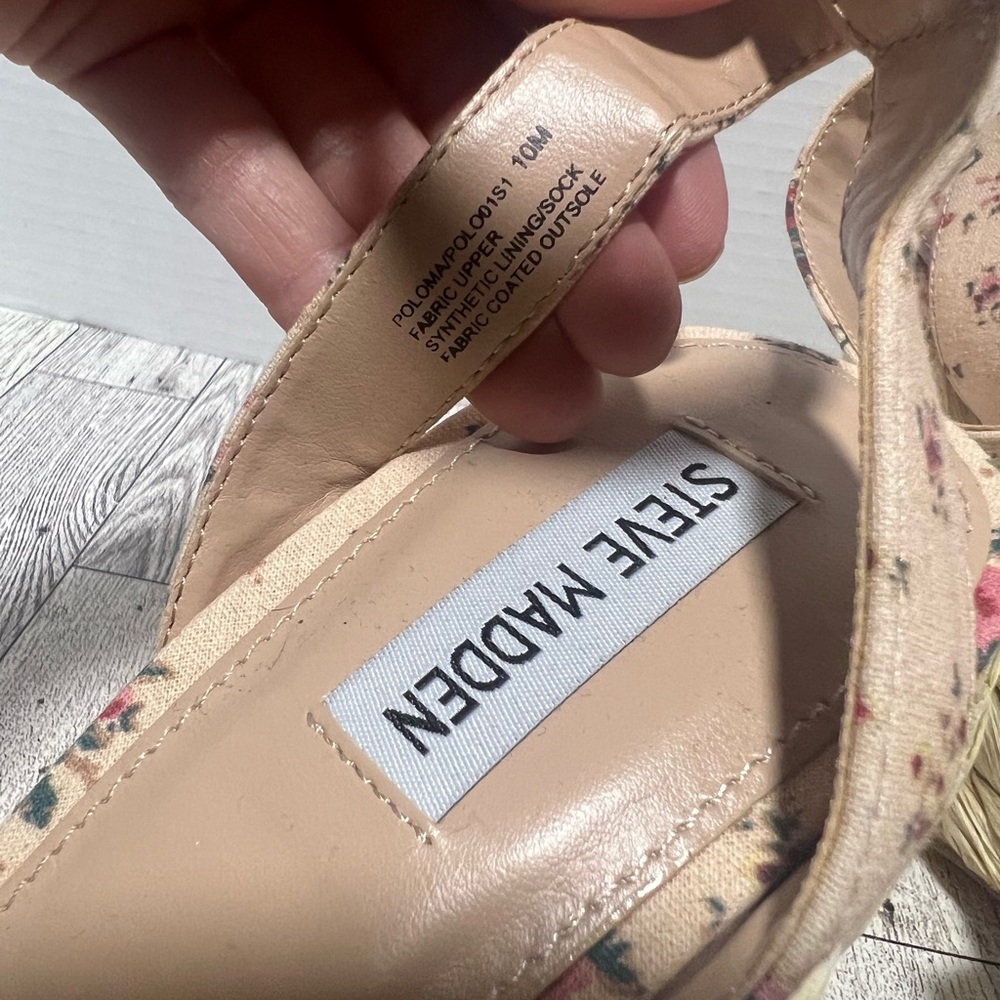 Blush Pink Floral Steve Madden platform Wedges Sz 10 - Picture 8 of 10
